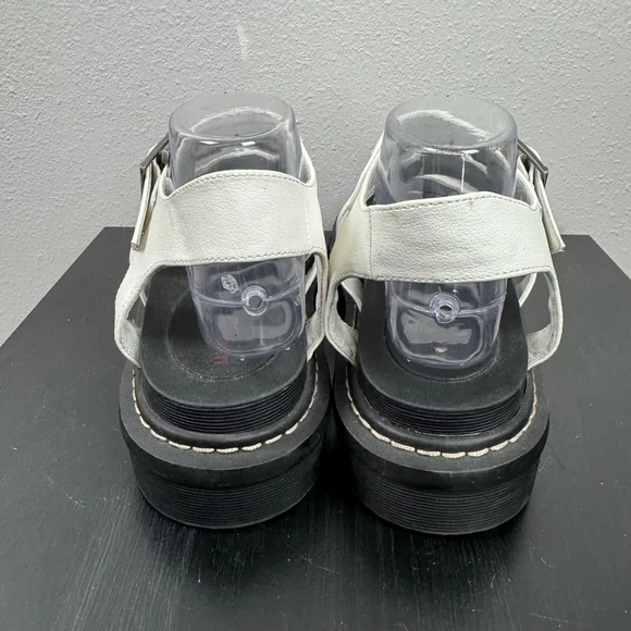 Unionbay Dulce Sandal Women 9.5 White Black Strappy Faux Leather Platform Casual - Picture 6 of 12